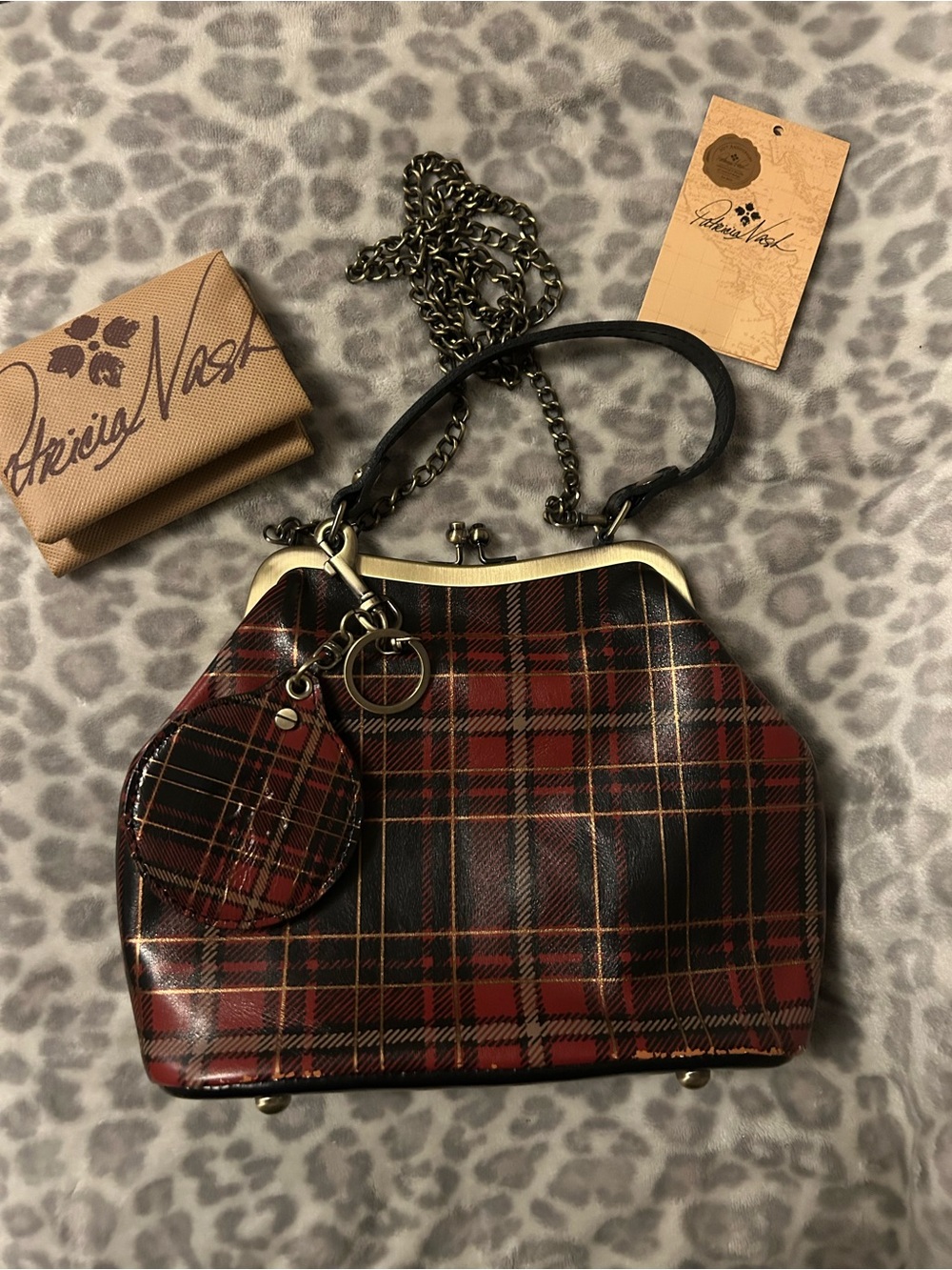 Patricia Nash Red and Black Plaid Frame Shoulder Bag
